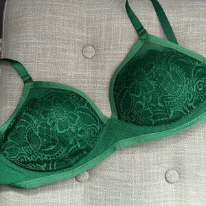 Green wireless aerie bra new